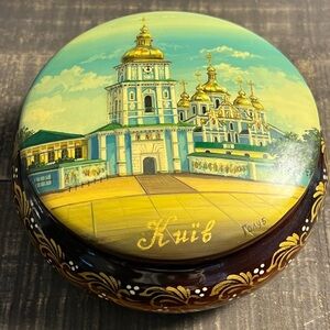Vintage Russian Signed Wood Lacquer Trinket / Stash Box